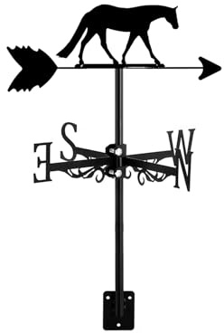 Girouette de cheval en métal exquise avec panneau de direction pour toit extérieur, jardin, décoration de cour, girouette, cour indiquant la direction, cheval 2