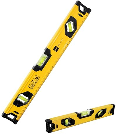 Spirit Level 400mm / 16 Inch – Aluminium Alloy Level Tool with Magnetic Base, 3 Bubble Vials 45° 90° 180°, Shockproof Torpedo Level for Accurate Measuring – Yellow/Black