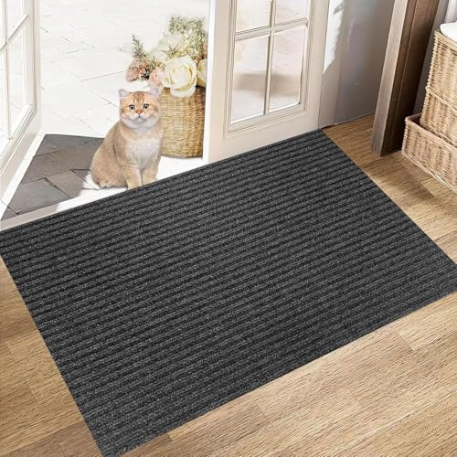 DSXH Paillasson Extérieur 50 x 100 cm Tapis de Sol Antidérapant Lavable en Machine Tapis D Entree Interieur pour Une Utilisation Intérieure et Extérieure, Noir