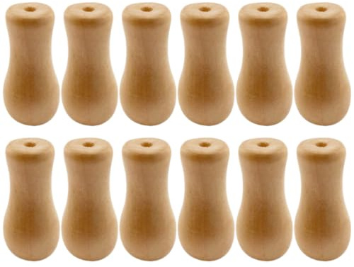 Ipetboom Blind Pull Cord Ends - 12pcs Wood Cord Tassels Window Blinds Wooden Hanging Ball Shade Pulls for Curtain Craft Roller Shades Knobs Replacements - 1.26x0.75in