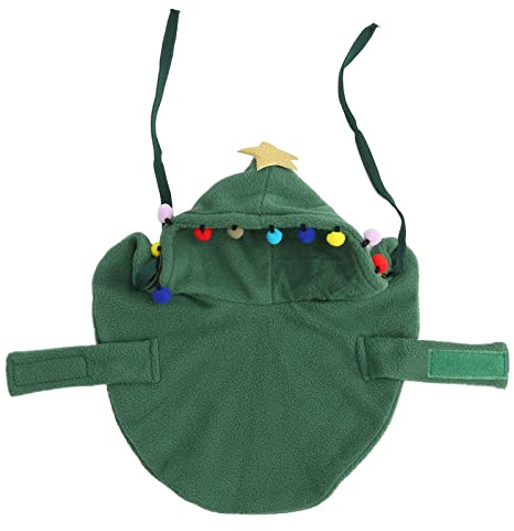Pet Christmas Cape med Star & Pompoms | Varm fleece hundmantel för små medelstora husdjur | Semesterdräkt för vinteraktiviteter inomhus/utomhus | Soft Shed - Kontrolldesign (XL)