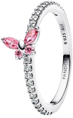 PANDORA Damenring Silber Funkelnder Schmetterling Pink 194269C02