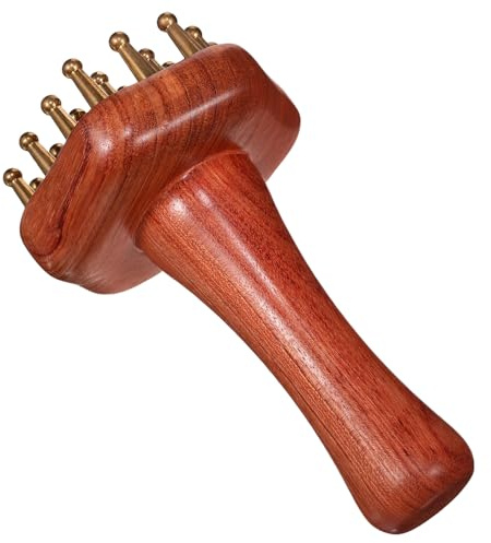 Handliche Massagebürste aus Messing und Holz für Rücken und Beine | Coffee Farbton, Manuelle Anwendung, Geeignet für Gym und Entspannung, Kompakt Tragbar