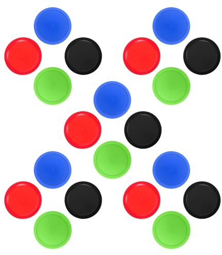 Milisten 20 Discos para Hockey de Aire de 64 MM Piezas de Repuesto de Plástico Resistente Colores Rojo Azul Negro Verde Juego Compatible para Mesa de Hockey de Aire en Hogar y Fiestas