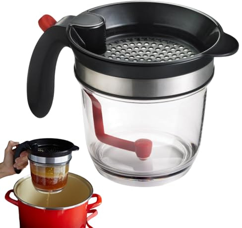 Séparateur de graisse pour sauce - 1 litre - Avec tamis - Séparateur de graisse pour une utilisation en cuisine - Pour barbecue, rôti, soupe, viande, huile, cuisine