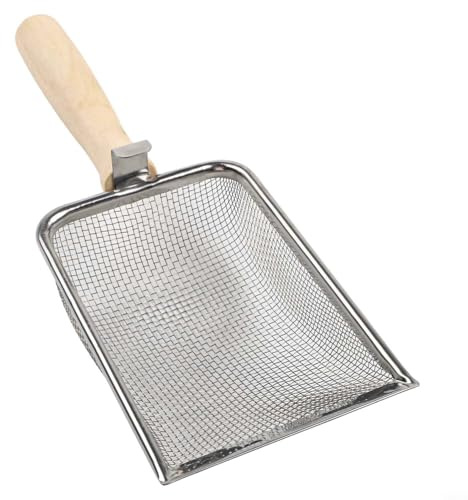 UrbanHui Set di setacci da giardino in acciaio inox con manico ergonomico in legno, 7 maglie di dimensioni (1-5 mm), confezione da 4 per setacciare il terreno e screening del compost (2,8 mm)