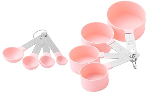 Veemoon Set de Cucharas y Tazas Medidoras 8 Piezas Precisas de Acero Inoxidable y Pp y Diseño Apilable para Hornear para Cocina