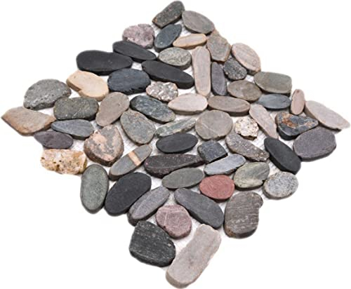 Mosaik Fliese Flußkiesel Steinkiesel Kiesel geschnitten für BODEN WAND BAD WC DUSCHE KÜCHE FLIESENSPIEGEL THEKENVERKLEIDUNG BADEWANNENVERKLEIDUNG Mosaikmatte Mosaikplatte
