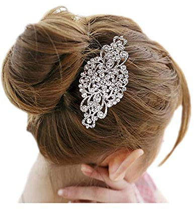 EVER FAITH Damen Österreichische Kristall Vintage Stil Elegant Blume Knot Haarkamm Klar Silber-Ton