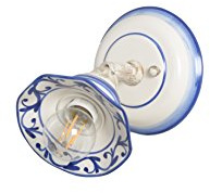 VANNI LAMPADARI - Applique da Parete Interno Edera - Lampada da Parete Orientabile con Snodo- in Ceramica Decorata a Mano - Applique Camera da Letto - Bagno - Cucina – Soggiorno, Blu