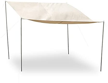 Relaxdays Sonnensegel rechteckig, steckbare Stangen, Seile, Erdspieße, wasserfest, UV-beständig, Polyester, 3x4m, beige