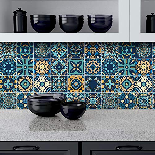 Ambiance Sticker Muraux Carrelage Adhésif, Dizier, Lot de 9, 10x10 cm | Vinyle adhésif, anti-rayure, crédence adhésive pour cuisine, crédence cuisine, stickers muraux cuisine, adhésif pour meuble