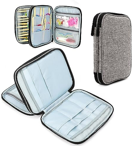 LOOEN Stricknadeln Tasche,Organizer Tasche für Rundstricknadeln, 23.6 Zoll Stricknadeln und anderes Zubehör, Aufbewahrungs Organizer(Keine Zubehör enthalten)
