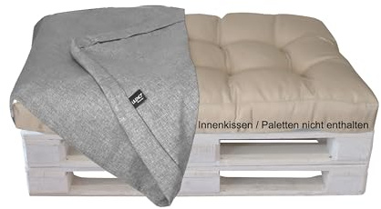 LILENO HOME Pallet Cushion Cover Silver - Replacement Cover for Seat Part 120 x 80 x 16-20 cm - Cushion Cover for Euro Pallets - Pallet Cushion Outdoor Cover for Pallet Furniture