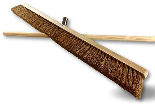 Balai d'atelier Type cantonnier | Piste Extérieur | Longueur 100 cm | Garnissage Brosse Fibre Coco Naturel | Semelle Bois | Douille métal boulonnée Ø 28 mm | avec Manche | Kibros 2090M