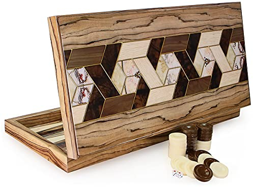 Luxus Backgammon TAVLA Intarsien Look XXL