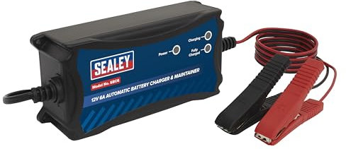 Sealey Automatic Smart Battery Charger & Maintainer 12V 6A - SBC6, Black