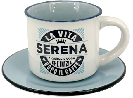 Tazzina da caffè in gres porcellanato personalizzata con piattino - Serena