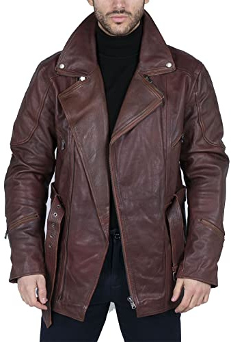 TruClothing.com Herren Parka Echtleder Jacke Outwear Winddicht Winter Schutzkleidung Motorrad Rüstung