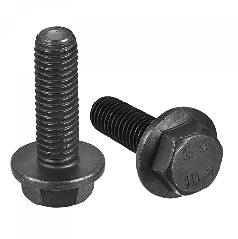 sourcing map Metric M10x30mm Hex Flange Bolts, 3pcs 10.9 Grade Carbon Steel Hexagon Head Screws