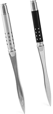 QWORK® 2 Stück Brieföffner Schwert - 16cm - Mühelos Post und Pakete Öffnen, Silber und Schwarz