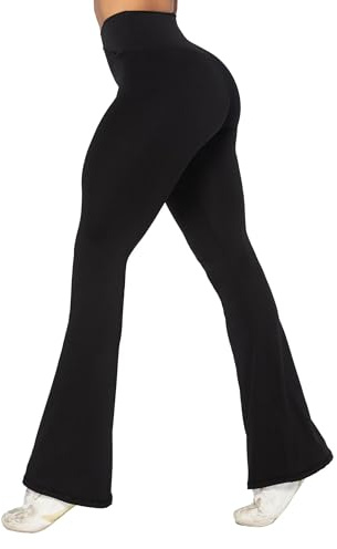 Sunzel Women's No Front Seam Crossover High Waist Flare Leggings Yoga Pants