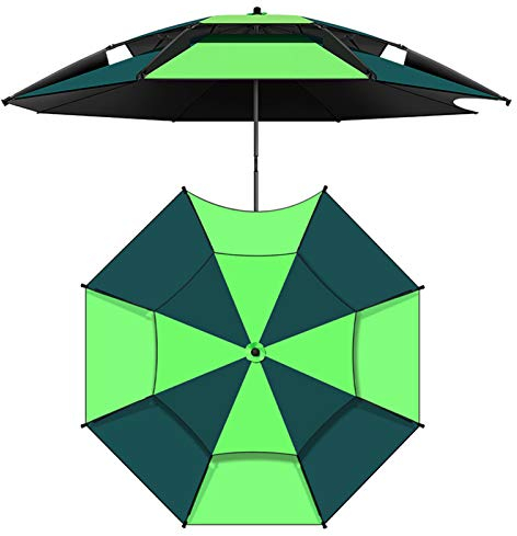 CHEMYO Großer Angelschirm-Sonnenschutz, um 360 Grad geneigt, Neuer verdickter Sonnenschutz-Anti-Sturm-Regenschirm für Angeln, Camping, Golfen und Outdoor-Aktivitäten, 2,2 m, 2,4 m, 2,6 m