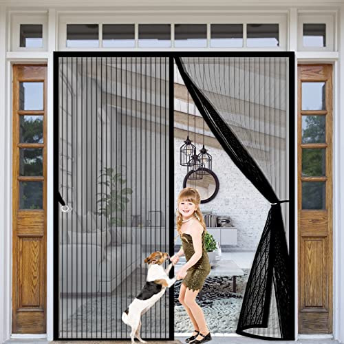 Magnetische Fliegengitter Tür 250 x 200 cm, Insektenschutz Magnet Fenster Magnetische Insektenschutztür für Balkontür, Kellertür und Terrassentür, Schwarz