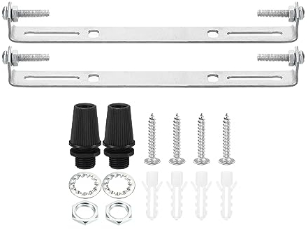 PATIKIL 140mm Techo Luz Placa Kit, 2 Juego Luz Accesorio Montaje Soporte Placa Acero Transversal Barra para Casa Oficina Colgante Pared Lámpara, con Tornillo Arandela Tuerca Kit