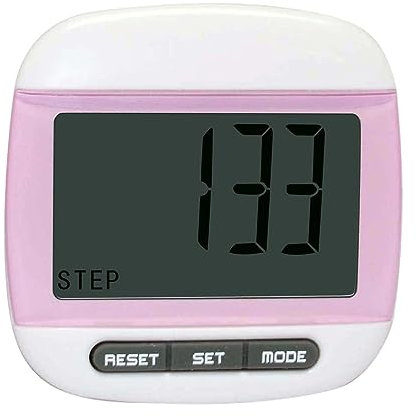 rockible Walking Pedometer, Electronic Pedometer, Daily Goal Monitor, Belt Clip, Multifunctional Pedometer, Portable, for Running, Outdoor, pink