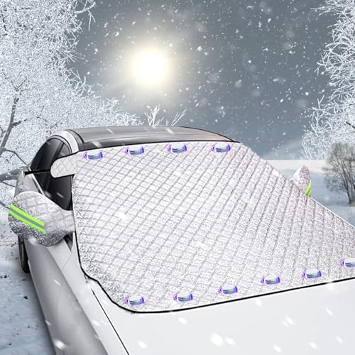 Car Windshield Cover, Windscreen Cover 6-Layer Protection with 10 Magnets, Protection for Snow, Ice, Frost, UV, Dust,for Cars, SUVs, Vans 190x125cm