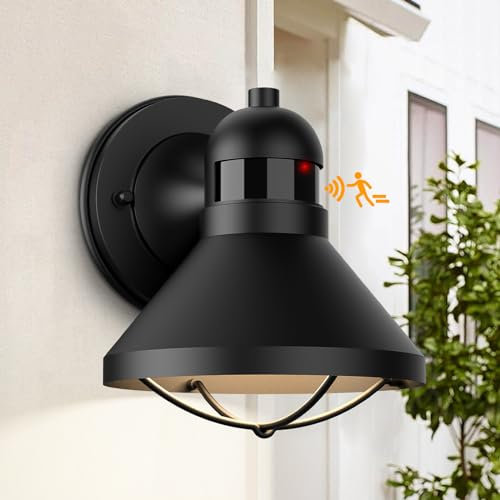 Lamomo Aussenlampe,Aussenlampe mit Bewegungsmelder Aluminium-Wandleuchte für Eingangstür,Garage,Terrasse,Aussenwand,Bauernhof,Scheune