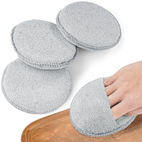 NiHome 4er-Pack Holzpflegemittel, Wachs- und Öle Polierschwämme | Mikrofaser Wiederverwendbare Polierpad für Wachse,Polituren, Pflege von Schneidebrettern & Haushaltsoberflächen (12,7 cm)