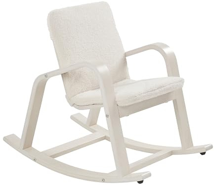 ECR4Kids Bentwood Reading Rocking Chair with Armrests and Cushion, Montessori Furniture, White Wash