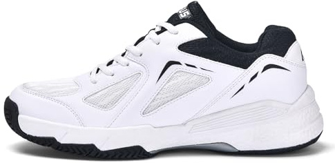 LEFUS Herren-Tennisschuhe - P601, rutschfest, gedämpft, atmungsaktive Court-Schuhe(weiß_schwarz,44)