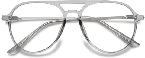 MAGIMODAC Damen Herren Lesebrille Groß Mode Computer Lesebrillen Oversized Blaulichtfilter Brille Sehhilfe Lesehilfe Grau 2.00