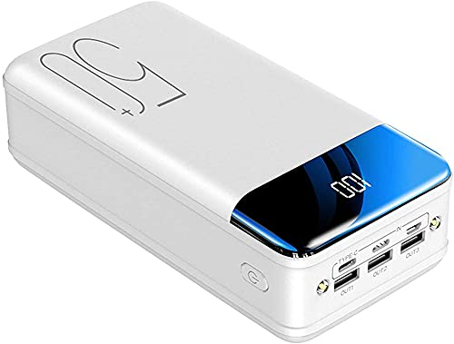 LEgdor Batteries Externes, 50000Mah Charge Power Bank Charge Rapide Chargeur Portable Chargeur [3 Sorties 3 Entrées] Chargeur Mobile Écran LED avec Lampes Poche pour Tablettes Téléphoniques,Blanc