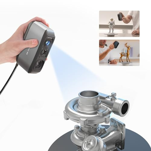 3DMakerpro Moose 3D Scanner für 3D Drucker, Handheld mit 0,03mm & KI Farbe | Hand-3D-Scanner mit AI Tracking ohne Marker, 24-Bit Textur für treue Farben, flüssige 3D-Modellierung, Windows & macOS
