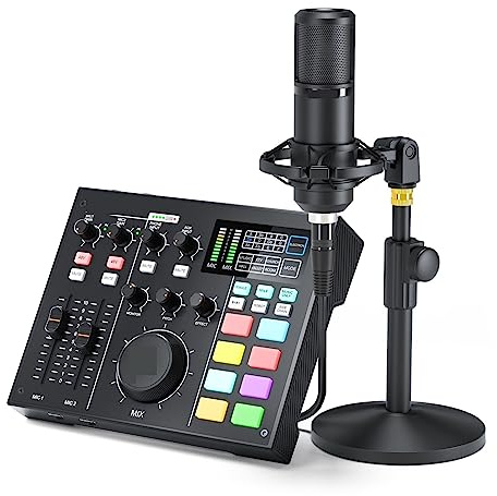 Sound Card Kit AM100 K1 All In One Kit Professional Podcasting Sound Card Studio Recording Condenser Microphone Interface Studio Setup For Recording Music