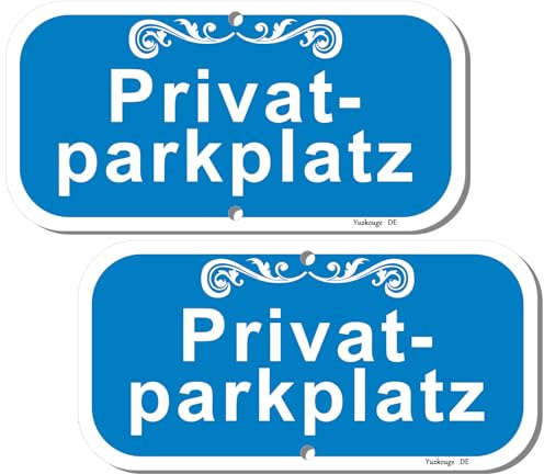 Schild mit Aufschrift Private Parkplatz, 30x15cm，rostfreies Aluminium | wetterfest, lichtbeständig, 2 Stück