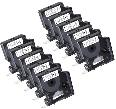 10x kamo Schriftbänder Kompatibel für Dymo D1 45013 (12mm x 7m) Schwarz auf Weiß, für LabelManager 120P 160 210D 220P 260P 280 350D 360D 420P LabelPoint 100 150 200 LabelWriter 400 450 DUO