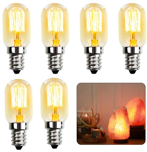 6Pcs 15W E14 Screw Salt Lamp Bulbs 230V, Scentsy Light Small Edison Screw Bulb Mini Warmer Night Light SES Pygmy Bulb Warm White 2700K Dimmable, Pygmy Fridge Tubular Bulbs Halloween Christmas