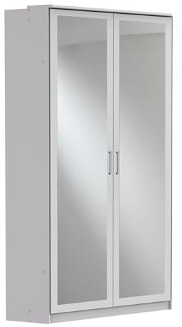 möbelando Eckkleiderschrank >Click< in Weiss Dekor/Spiegel - 95x198x95 (BxHxT)