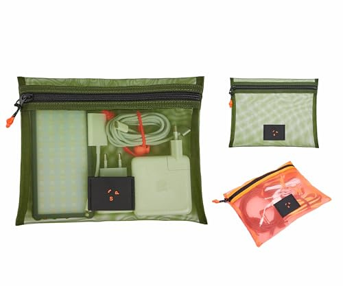 SP TECH Mesh Organizer Flat – Netz Organizer Aufbewahrungsnetz Kabeltasche für Technik und Reise – Grün