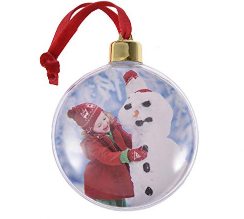 Weihnachtskugel mit Foto, Fotokugel, Fotokugel, Weihnachtsbaumkugel, Weihnachtsdekoration, Ornament zum Aufhängen mit rotem Gurt, Fotokugel, A