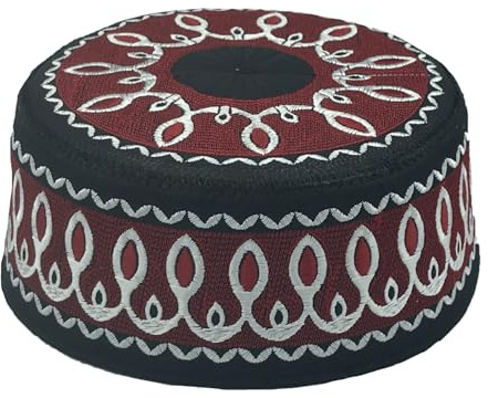 XGOPTS Muslimische Kufi-Hüte für Männer Gebetsmütze Islam für Herren Islam Gebet Kopfbedeckung Taqiya, Takke Mützen Islamische Geschenke (Kopfumfang 59 cm Blau und Gelb)
