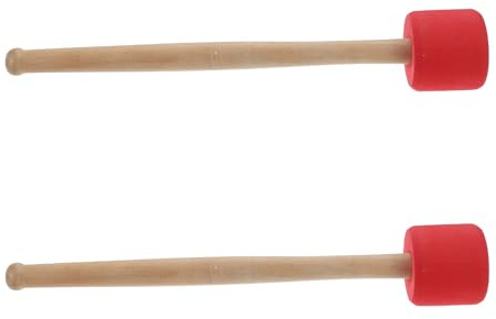 Milisten 2 Stück Schaumstoff Trommelschlägel für Schlagzeug mit Rotem Griff Rutschfestes Drumstick Zubehör für Schul Marchingband und Unterricht