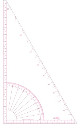KEARING Flexibles Zeichendreieck 36/21cm, 1,2mm – für Modedesign & Nähen | 2 Geodreiecke (36/21 cm), 30/60°, flexibles 1,2-mm-Plastik, transparent, Sandwich-Druck, kratzfeste Skala