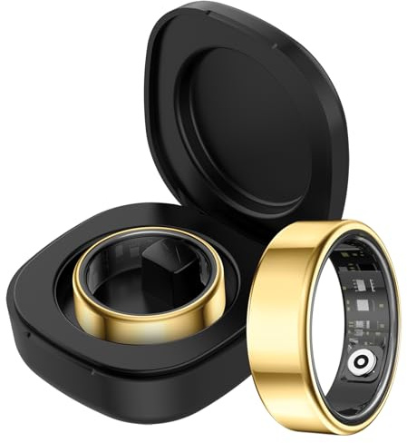 Yeforu Smart Ring für Männer Frauen Fitness Ring Herzfrequenz Schlaftracker Schrittzähler Schrittzähler Sportring Mode Fitness Tracker Ring mit Ladekoffer Smart Ringe für Android iOS Handys