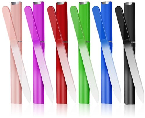 TELAIN Lime à ongles en verre avec étui Set de 6, Limes à ongles en verre double face de haute qualité pour ongles naturels, Faciles à nettoyer et idéales comme cadeau